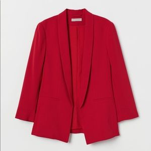 H&M Red Fitted Shawl Collared Blazer, US 14